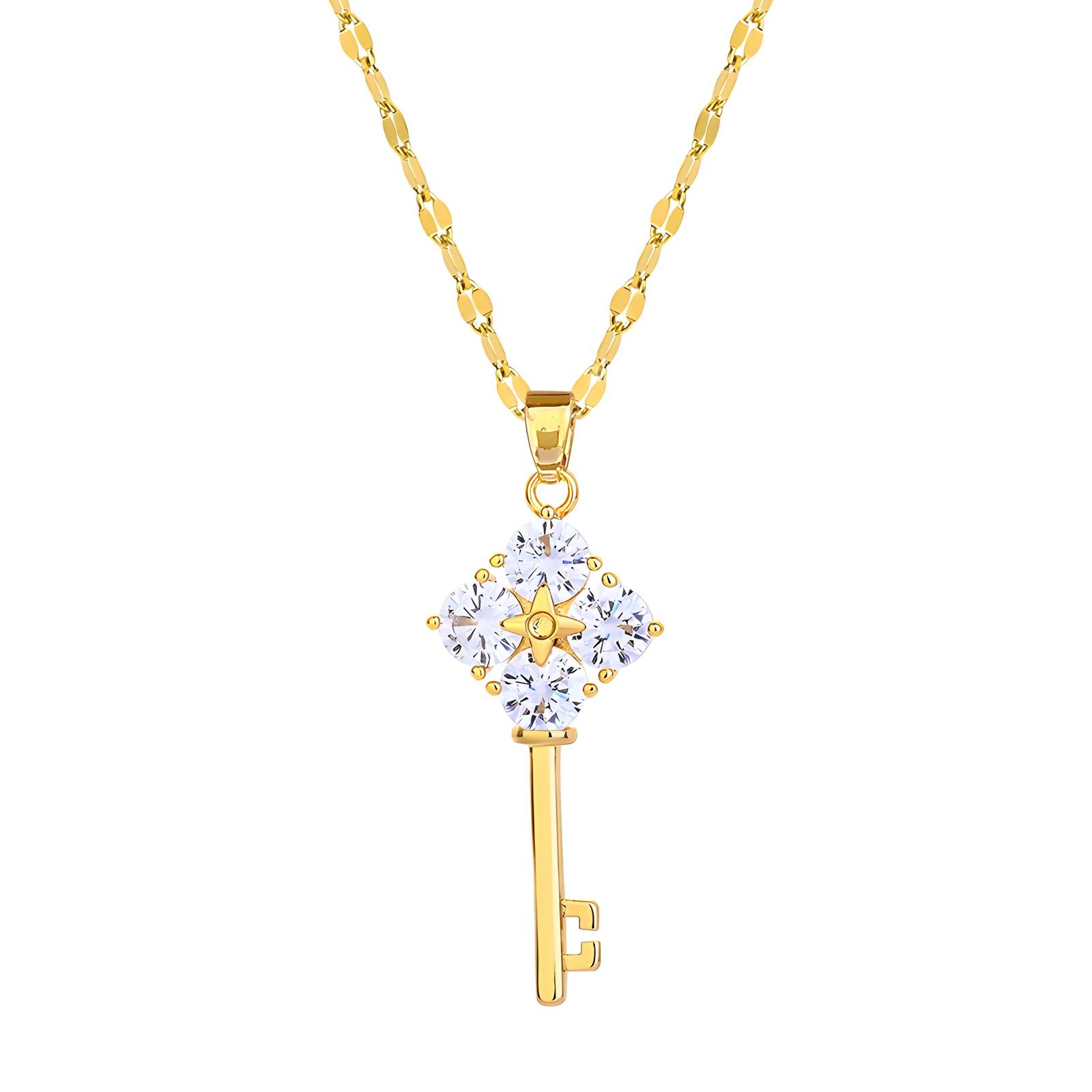 "Key" ketting, 18K verguld staal